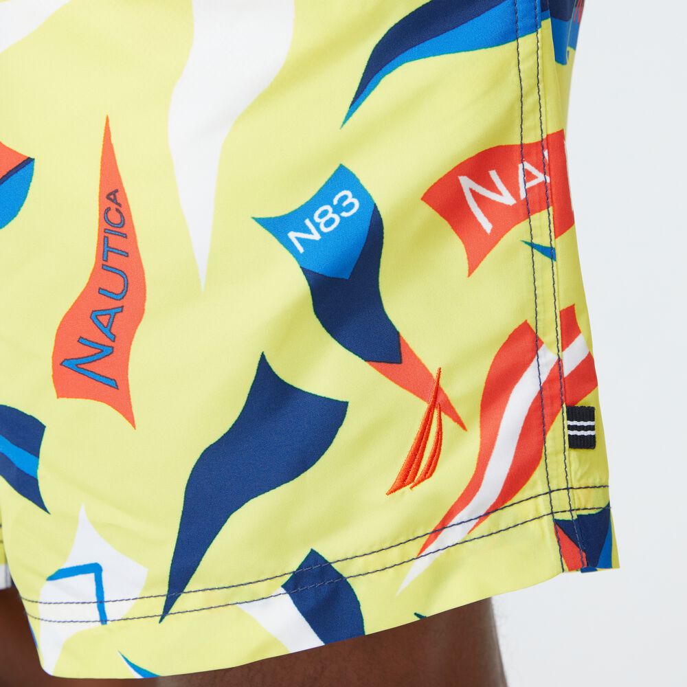 8" FLAG PRINT SWIM,Blazing Yellow,large