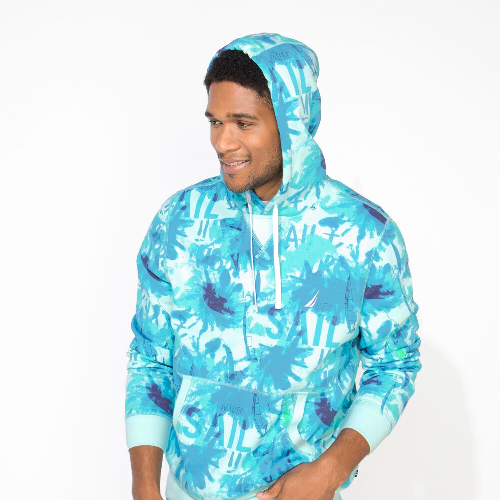 BIG & TALL PRINTED HOODIE,Aquabreeze,large