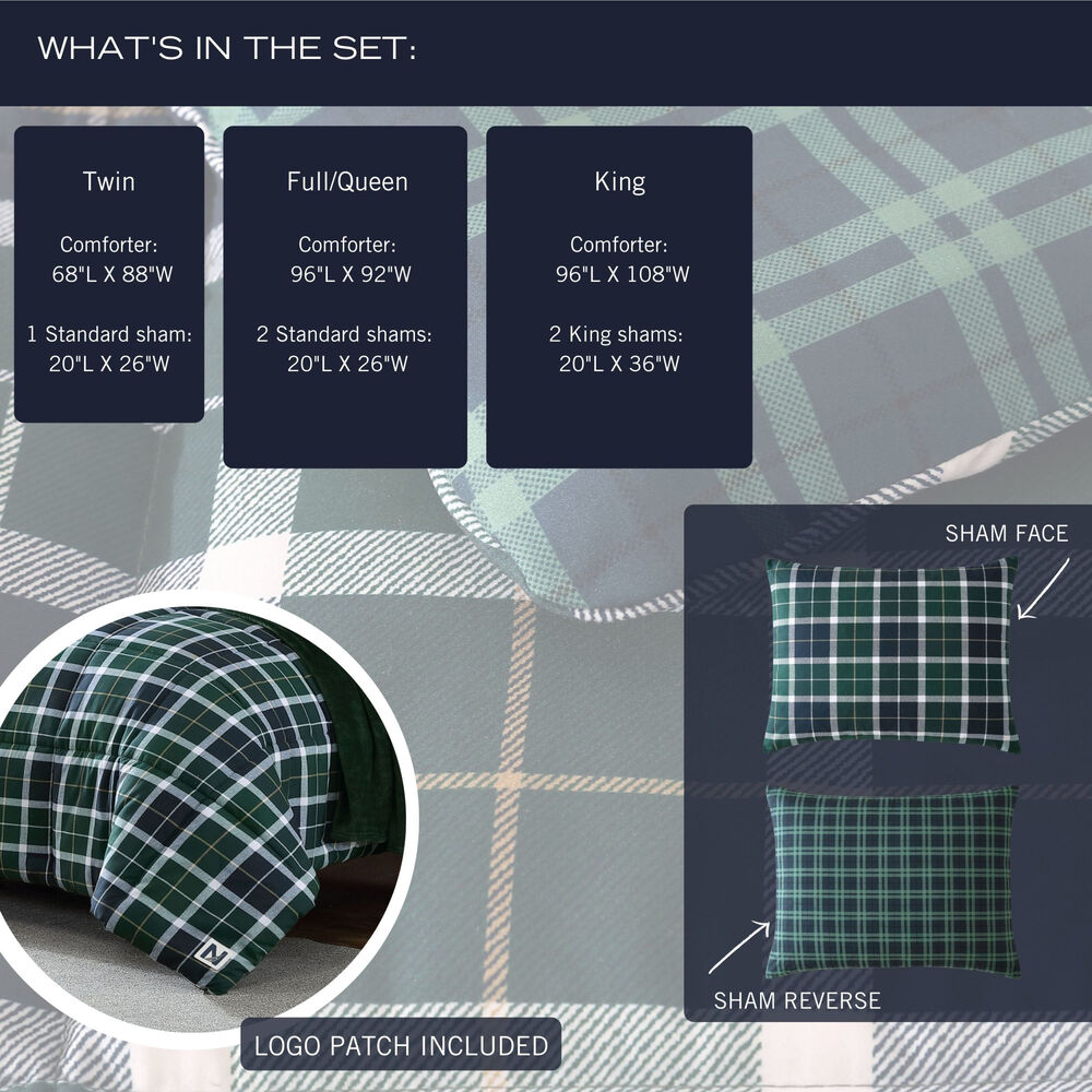 Northsail Plaid Navy King Reversible Comforter & Sham Set,Bali Bliss,large