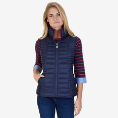 Quilted Down Reversible Puffer Vest,Stellar Blue Heather,large