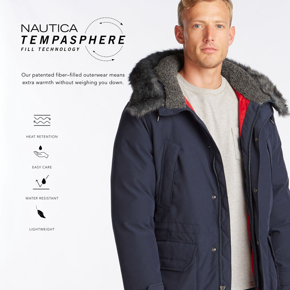 HEAVYWEIGHT TEMASPHERE HOODED PARKA,Navy,large