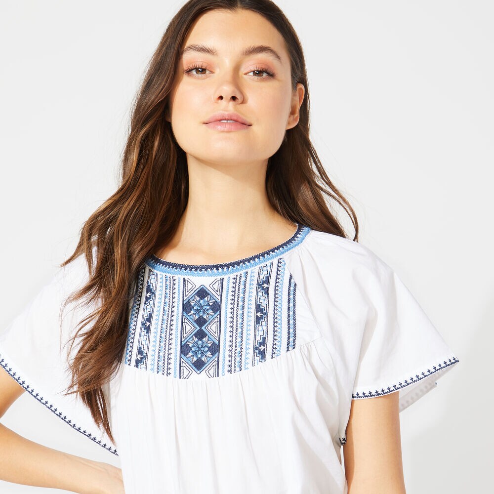 NAUTICA JEANS CO. EMBROIDERED TOP,Bright White,large