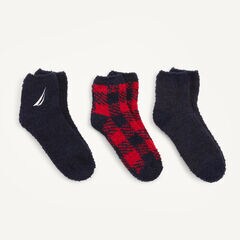 Fuzzy Crew Socks, 3-Pack,Multi,large