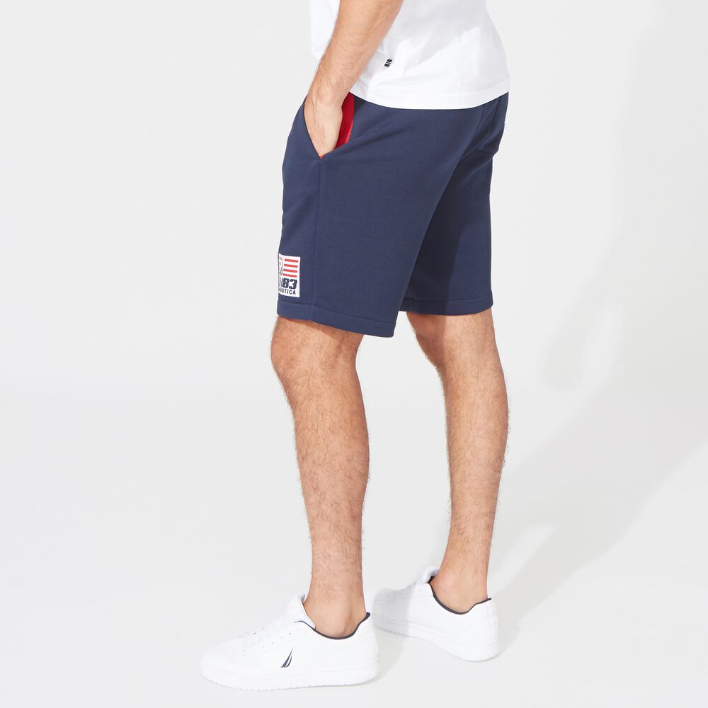 8.5" N83 LOGO KNIT SHORT,Navy,large
