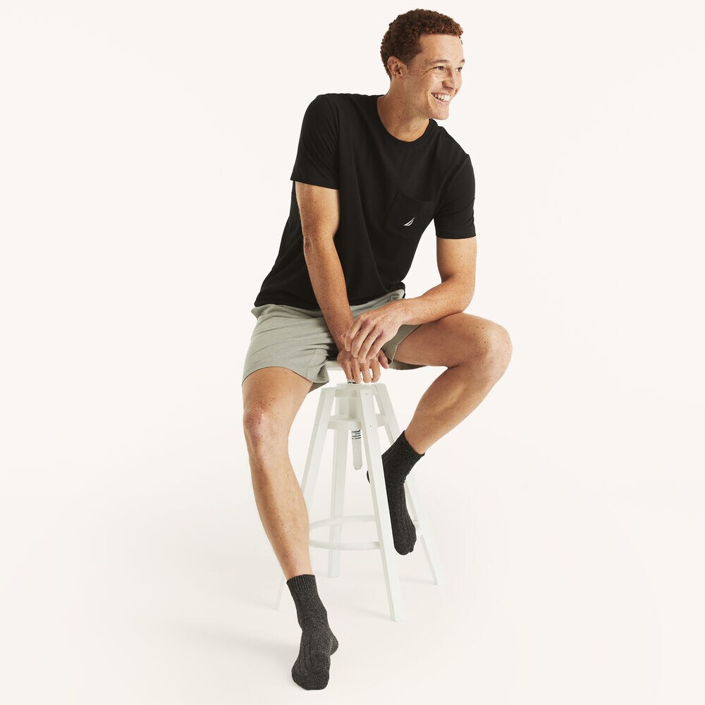 Short Sleeve Solid Pocket T-Shirt,True Black,large