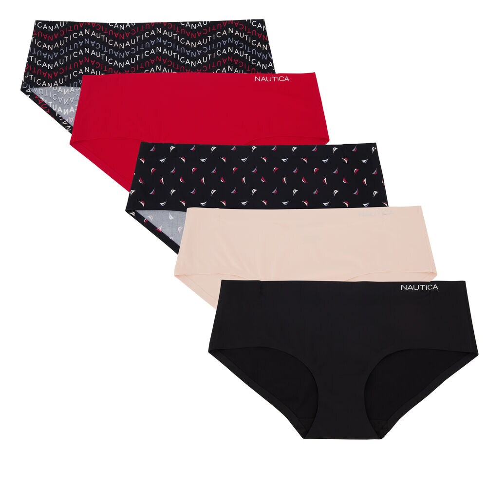 LASER-CUT HIPSTER BRIEFS, 5-PACK,Black,large