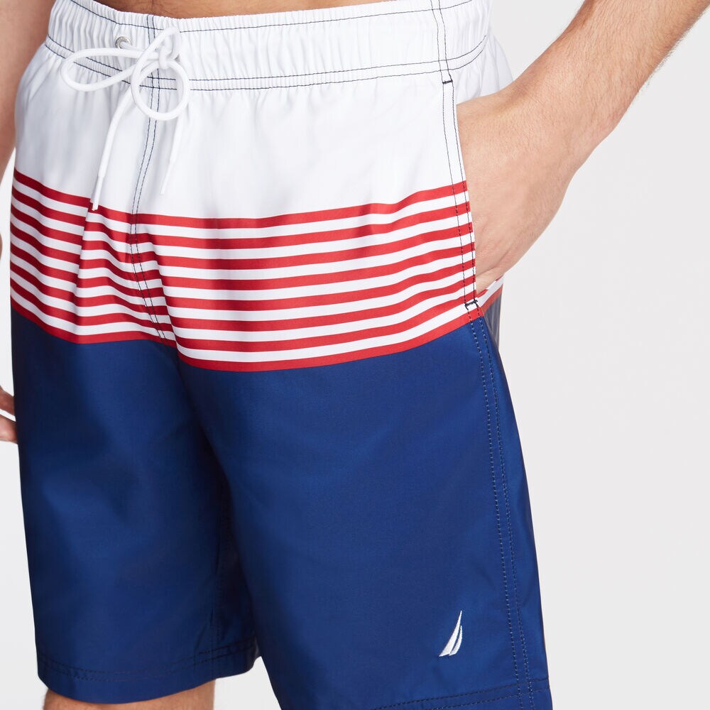 8" SWIM TRUNK IN STRIPE,Nautica Red,large