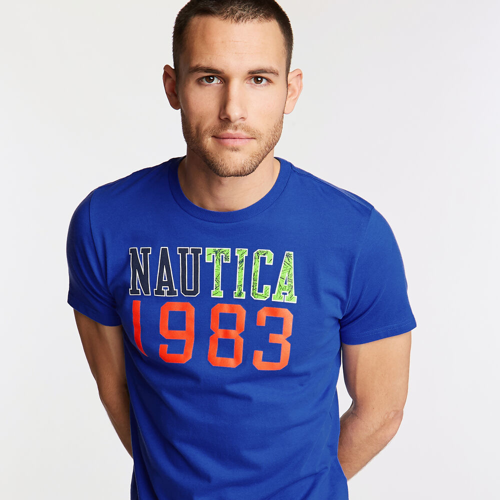 Nautica 1983 Graphic Tee,Lapis,large
