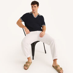 Textured Sweater Polo,Stellar Blue Heather,large