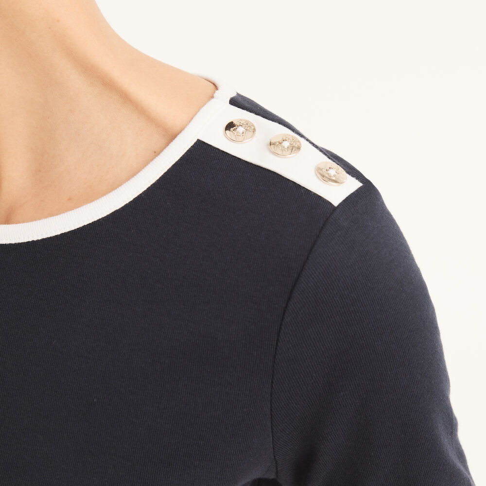 Solid Crewneck Top,Navy,large