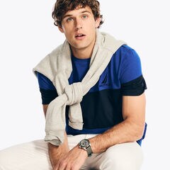 Colorblock Crewneck T-Shirt,Bright Cobalt,large