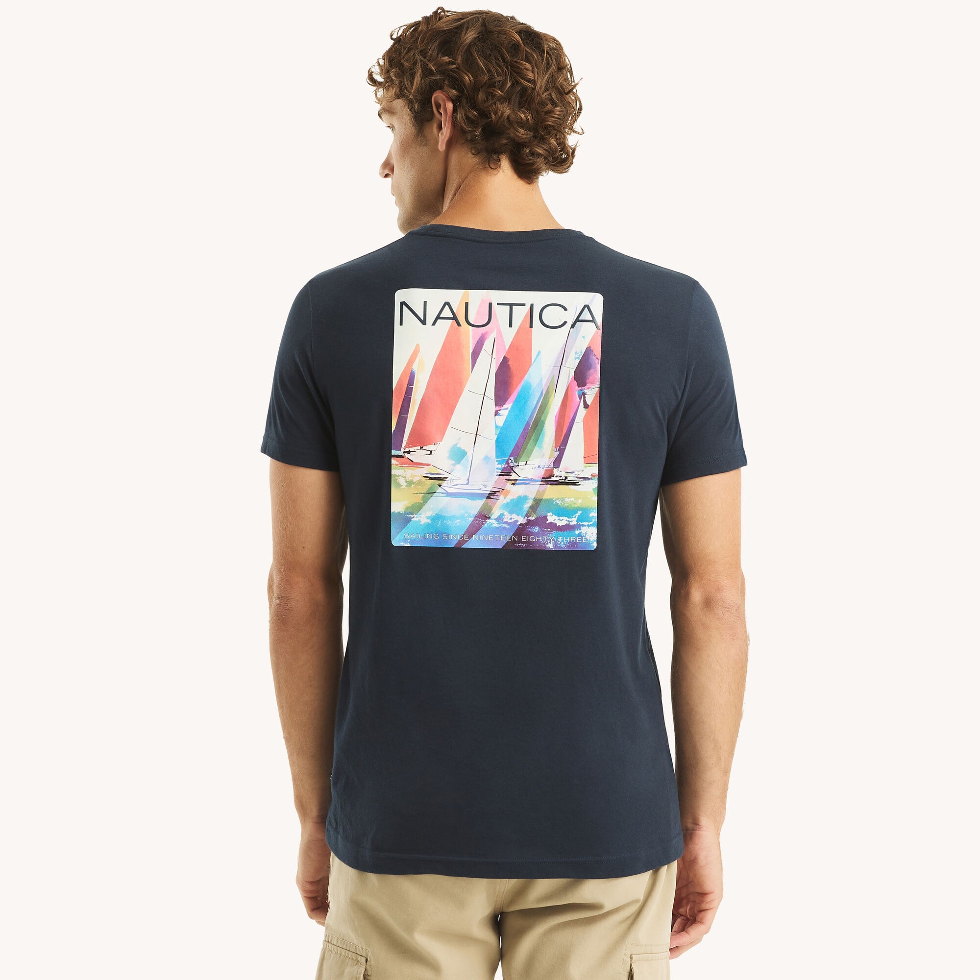 Sailing Graphic T-Shirt,Navy,large