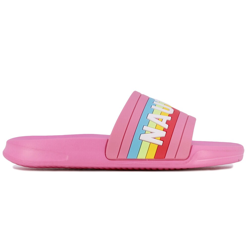 GIRLS' RAINBOW SLIDE SANDAL,Firey Red,large