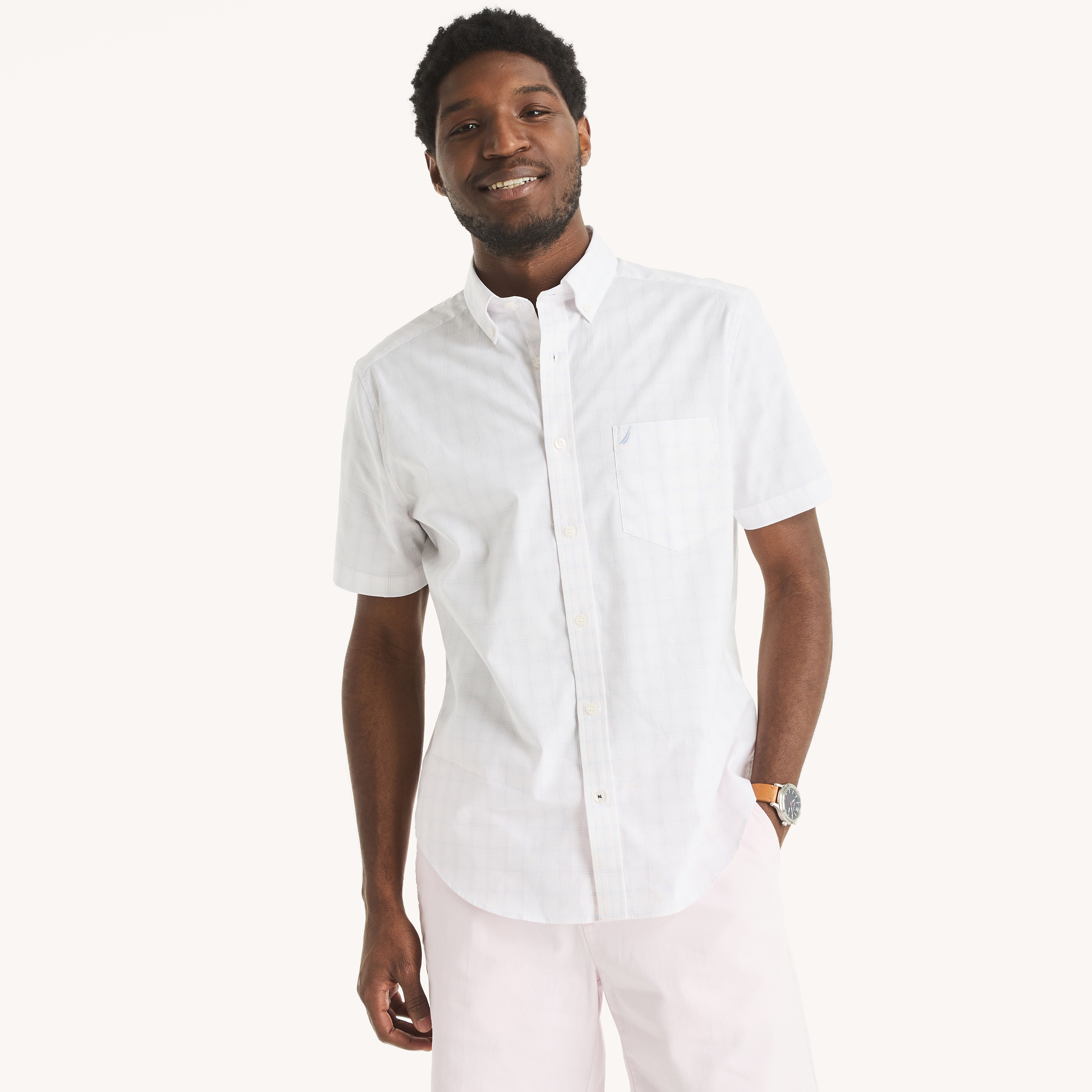 Classic Fit Wrinkle-Resistant Plaid Short-Sleeve Shirt | Nautica