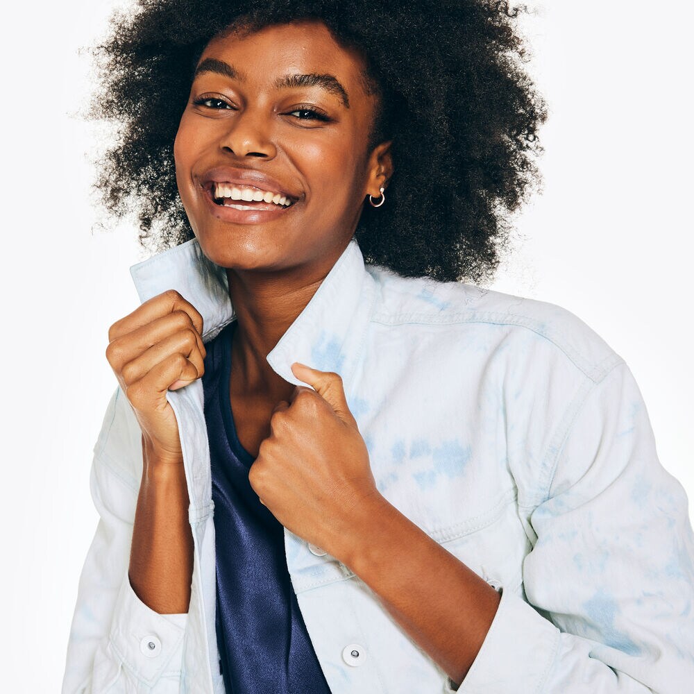 NAUTICA JEANS CO. CLOUD WASH CROPPED JACKET,Shell,large