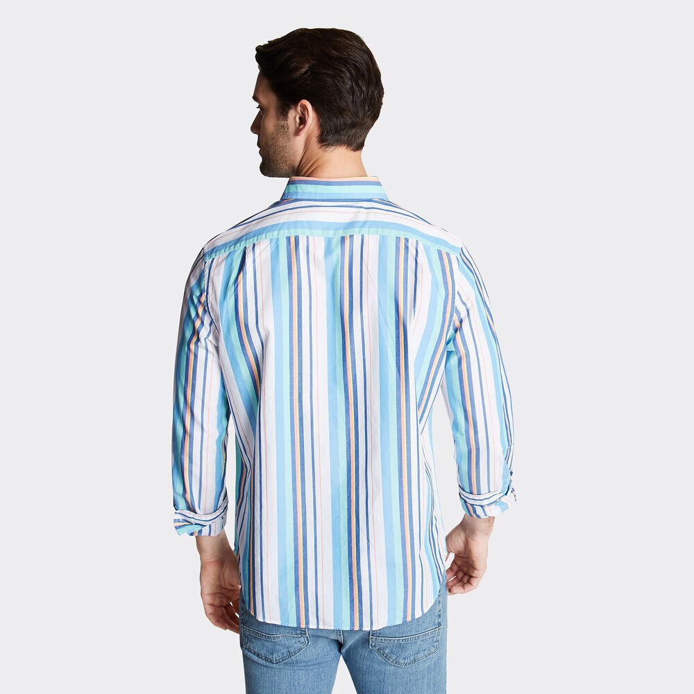 CLASSIC FIT BUTTON DOWN SHIRT IN STRIPE,Bright White,large