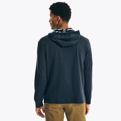 BUTTON-PLACKET PULLOVER HOODIE ,Navy,large