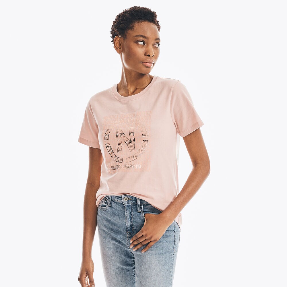 NAUTICA JEANS CO. FOIL LOGO GRAPHIC T-SHIRT,Petal,large