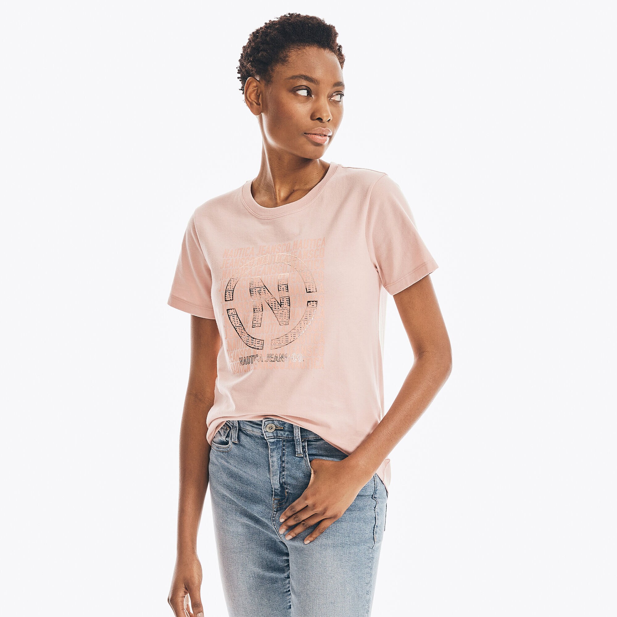 NAUTICA JEANS CO. FOIL LOGO GRAPHIC T-SHIRT,Petal,large