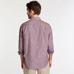 BIG & TALL SHORT SLEEVE OXFORD SHIRT IN NAUTICAL ICON PRINT,Zinfandel,large