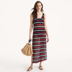 Crochet Striped Maxi Dress,J Navy,large