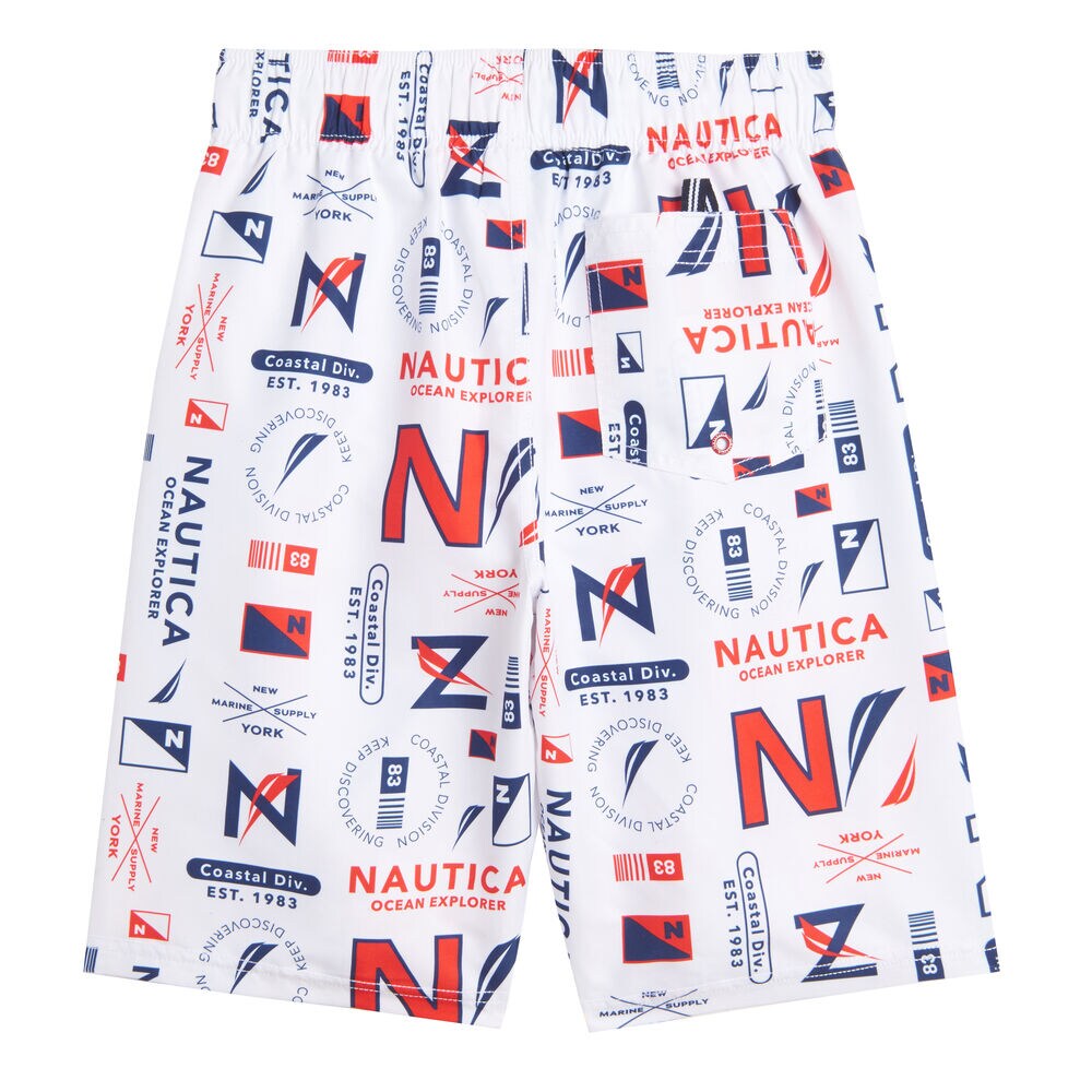 BOYS' ALL-OVER PRINT SWIM SHORT (8-20),Antique White Wash,large