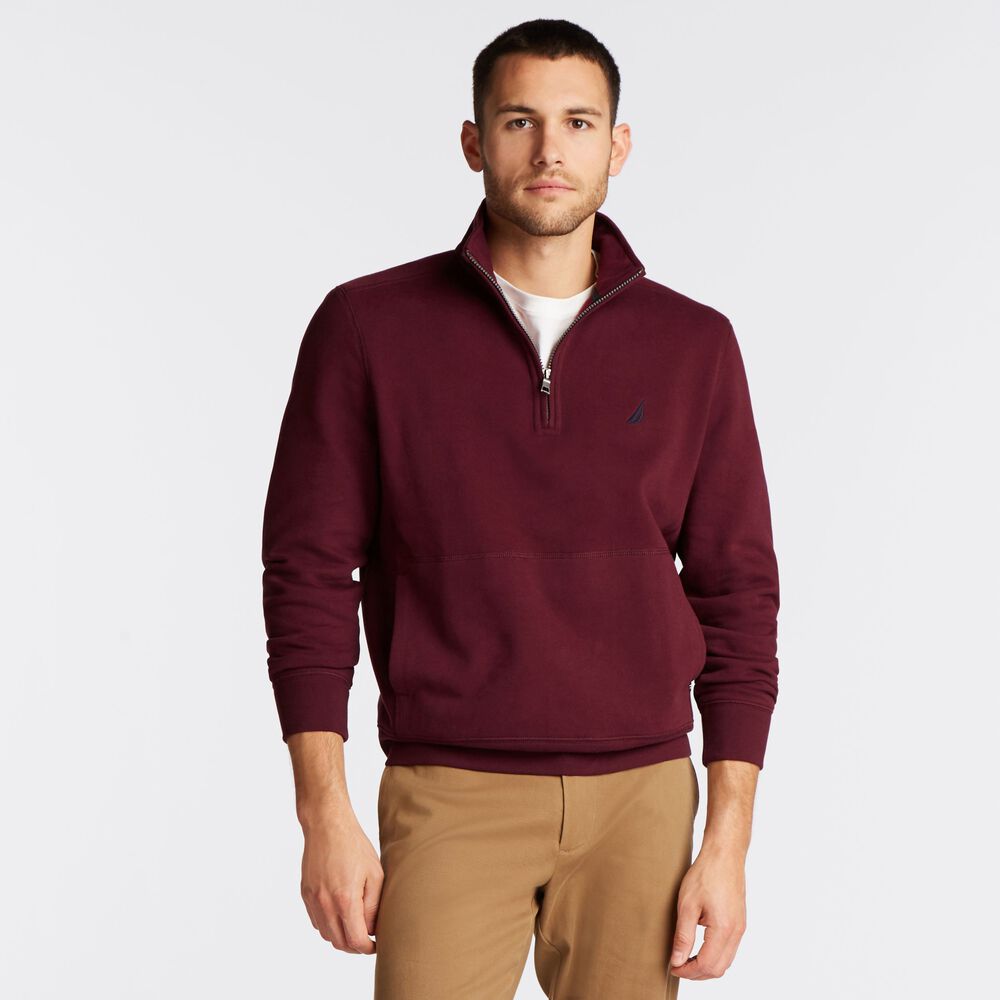 BIG & TALL QUARTER ZIP FLEECE PULLOVER,Royal Burgundy,large