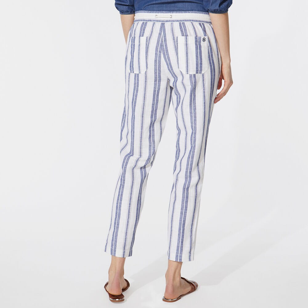 NAUTICA JEANS CO. LINEN STRIPED CROPPED PANT,Blue Depths,large