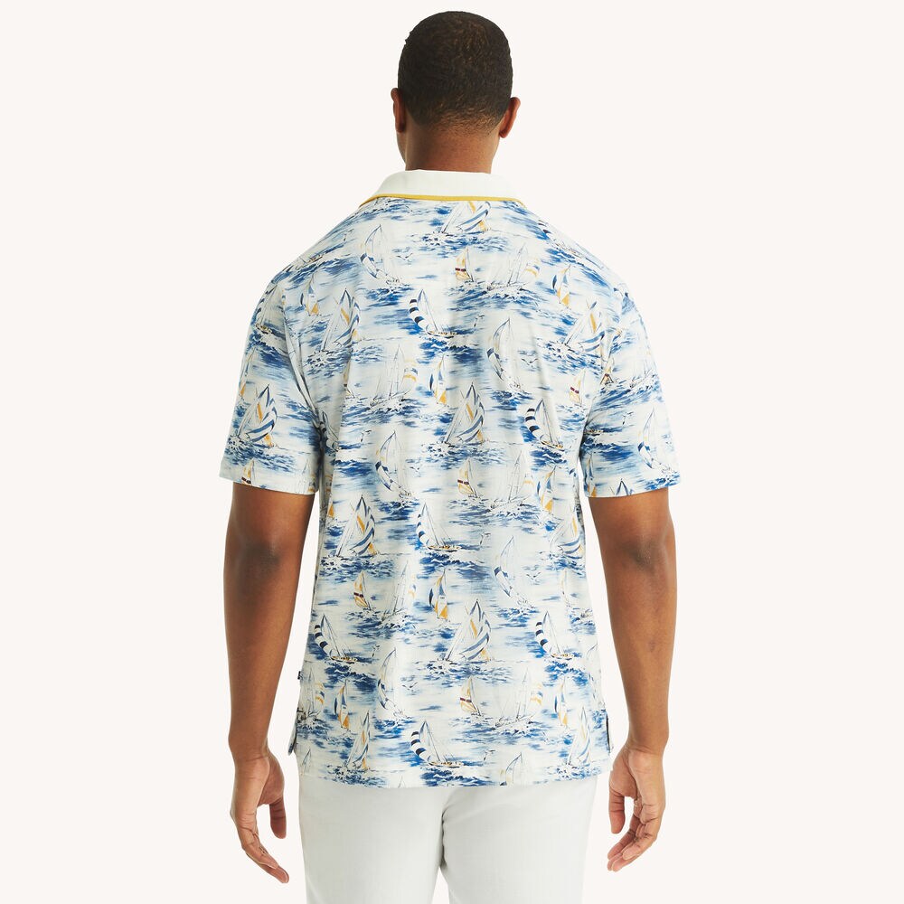 Big & Tall Classic Fit Printed Polo,White,large