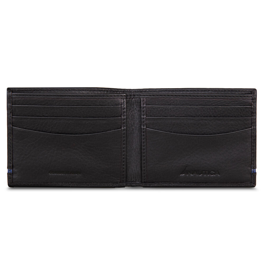 Leather Bifold Wallet,Black,large