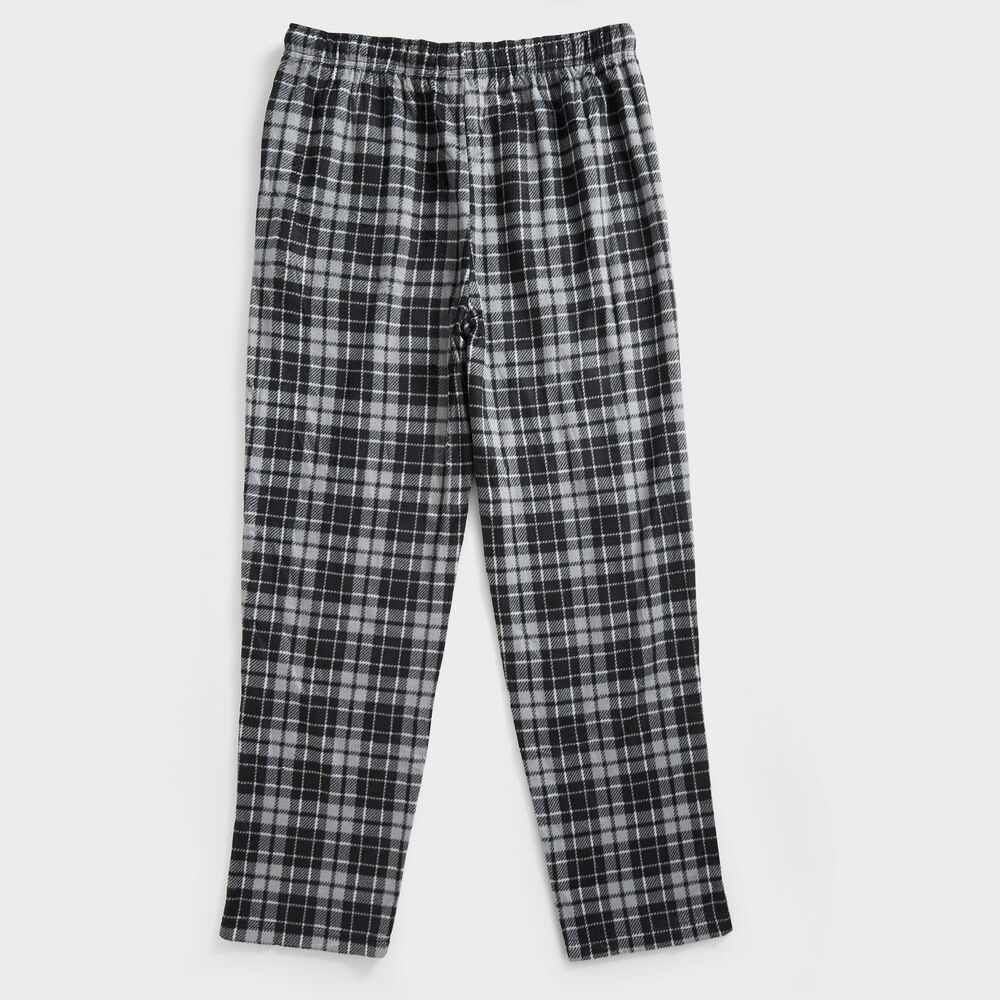 PLAID SUEDED FLEECE SLEEP PANT,True Black,large