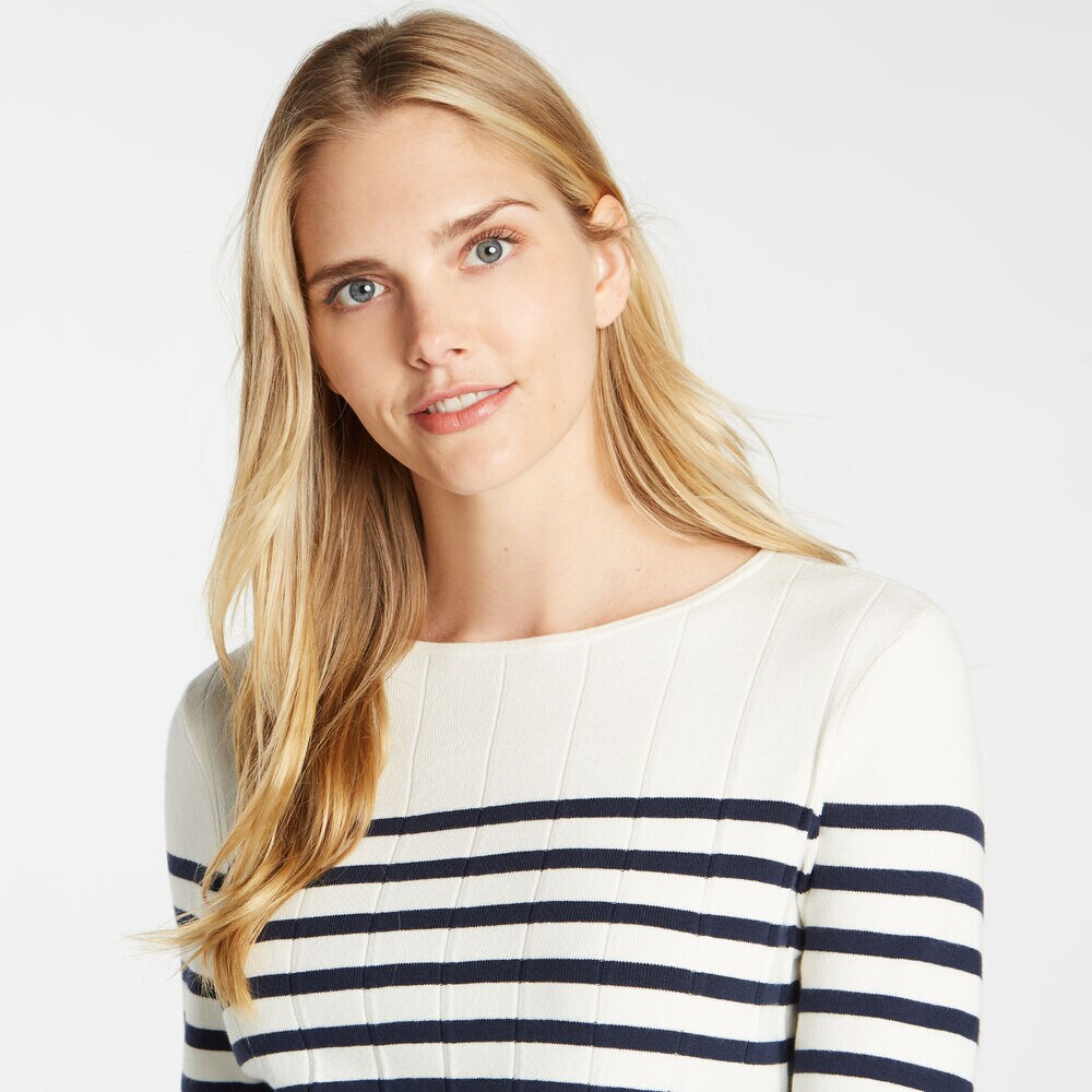 STRIPE COLORBLOCK CREWNECK SWEATER,Marshmallow,large