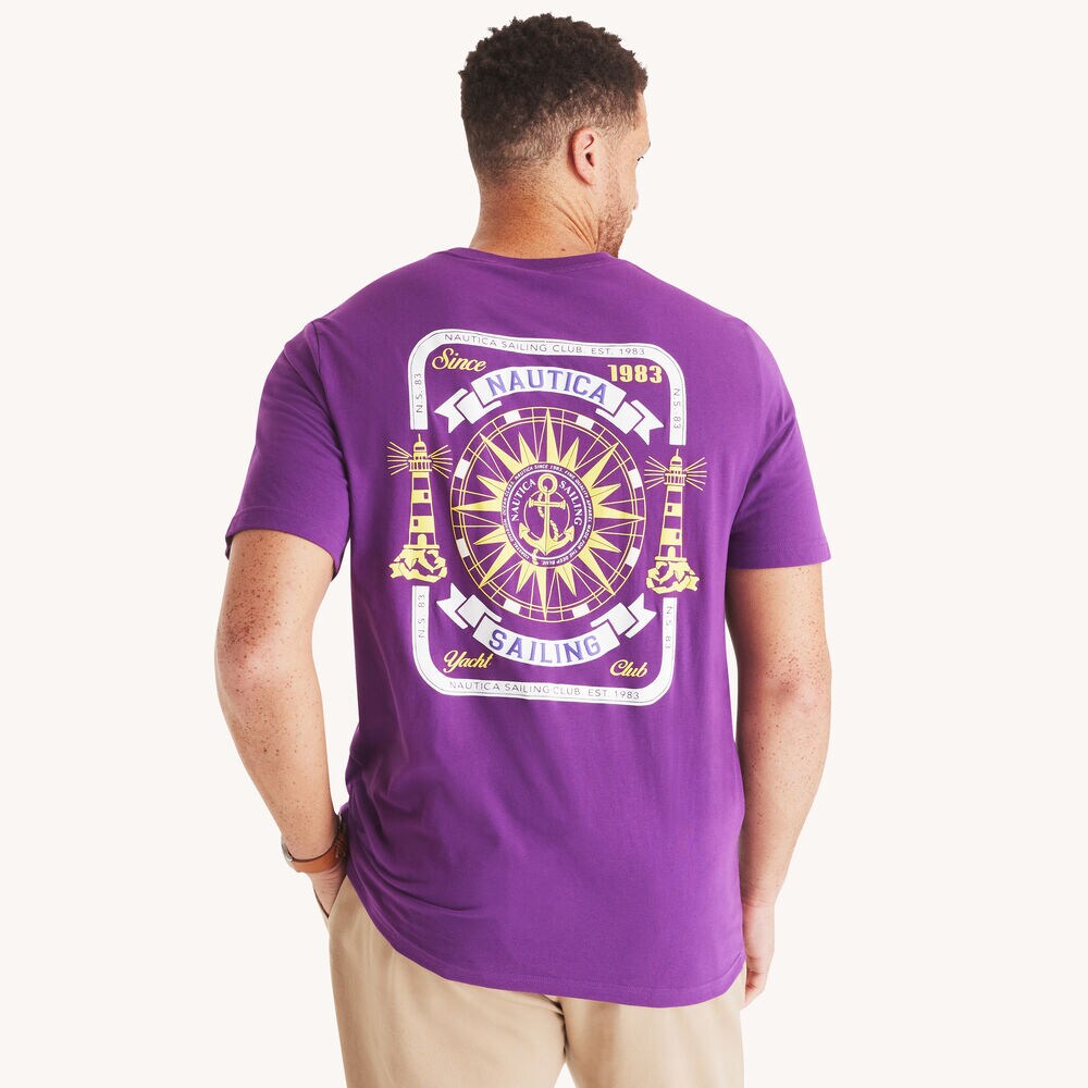 Big & Tall Sailing Graphic T-Shirt,Plum Classico,large