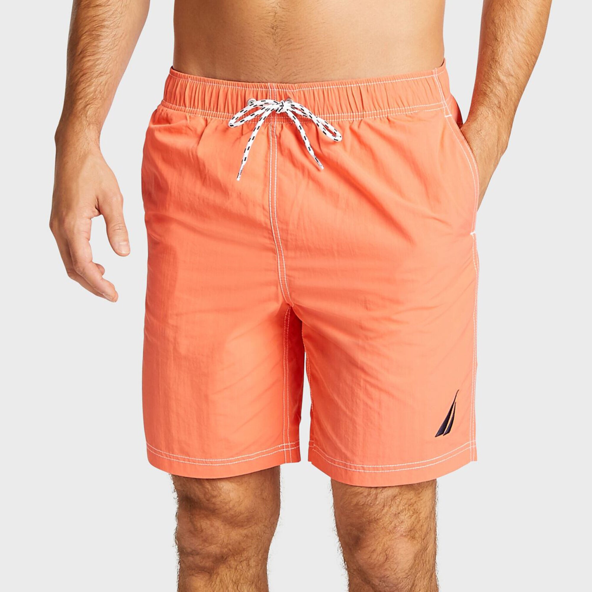 Big & Tall Full-Elastic Swim Trunks,Livng Coral,large