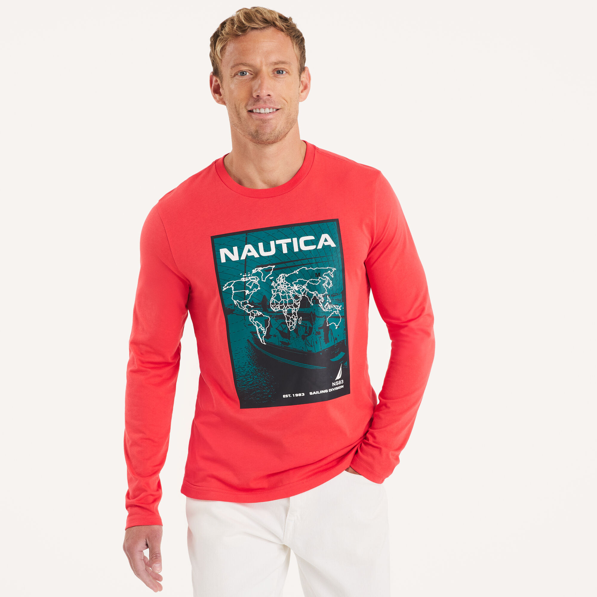 Graphic Long-Sleeve T-Shirt,Dark Coral Cape,large