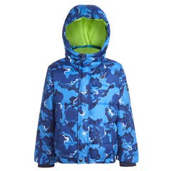 LITTLE BOYS' WATER-RESISTANT CAMOUFLAGE BUBBLE COAT (4-7),Bright Cobalt,large