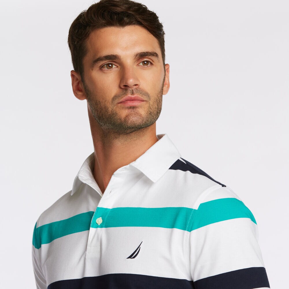 CLASSIC FIT NAVTECH MIXED STRIPE POLO,Bright White,large