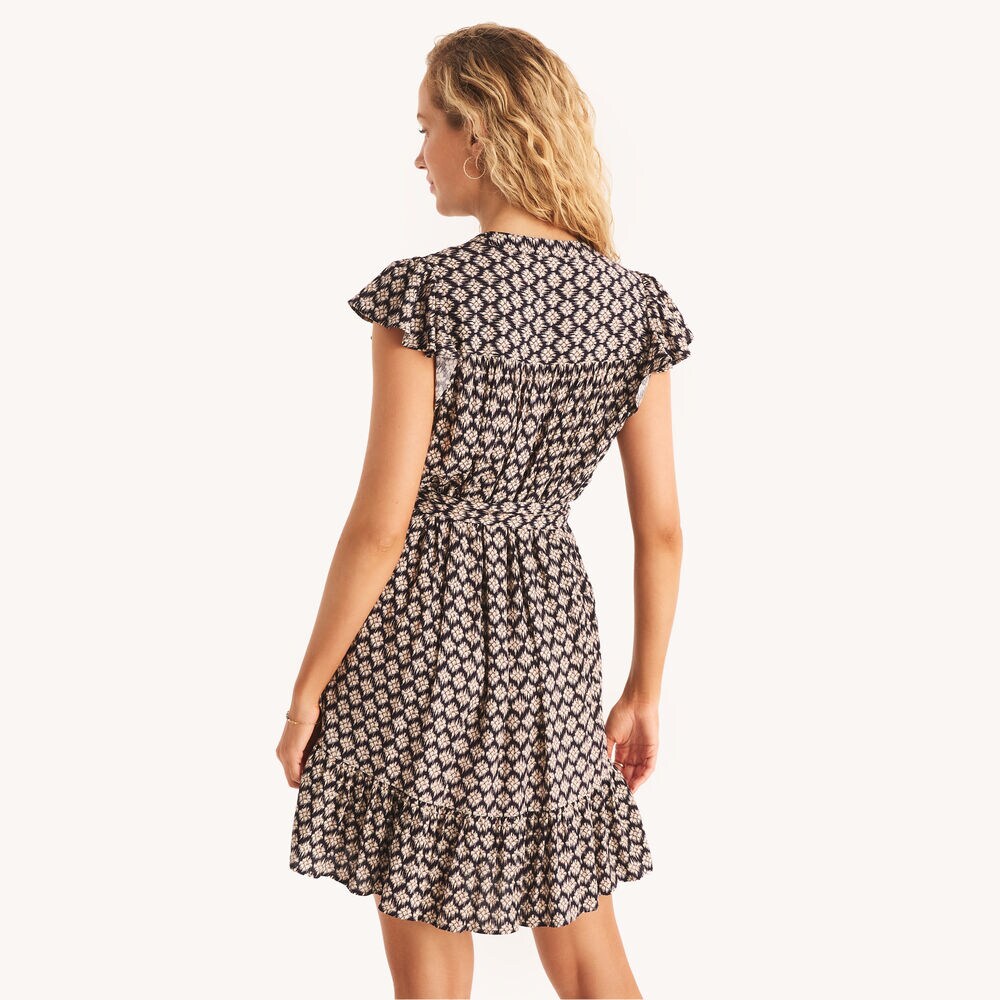 Printed Popover Dress,Navy,large