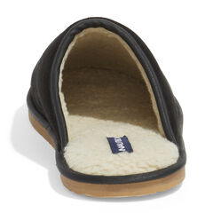 MICROSUEDE FAUX FUR LINED SLIPPERS,True Black,large