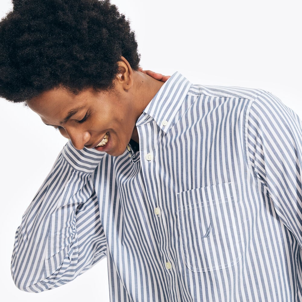 STRIPED POPLIN SHIRT,Pure Adriatic Sea Wash,large