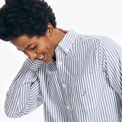 STRIPED POPLIN SHIRT,Pure Adriatic Sea Wash,large