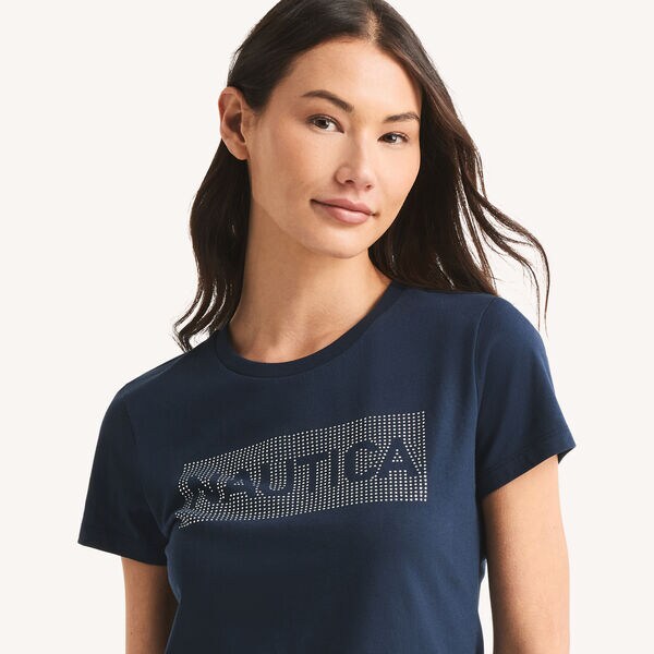 Rhinestone Logo Graphic T-Shirt