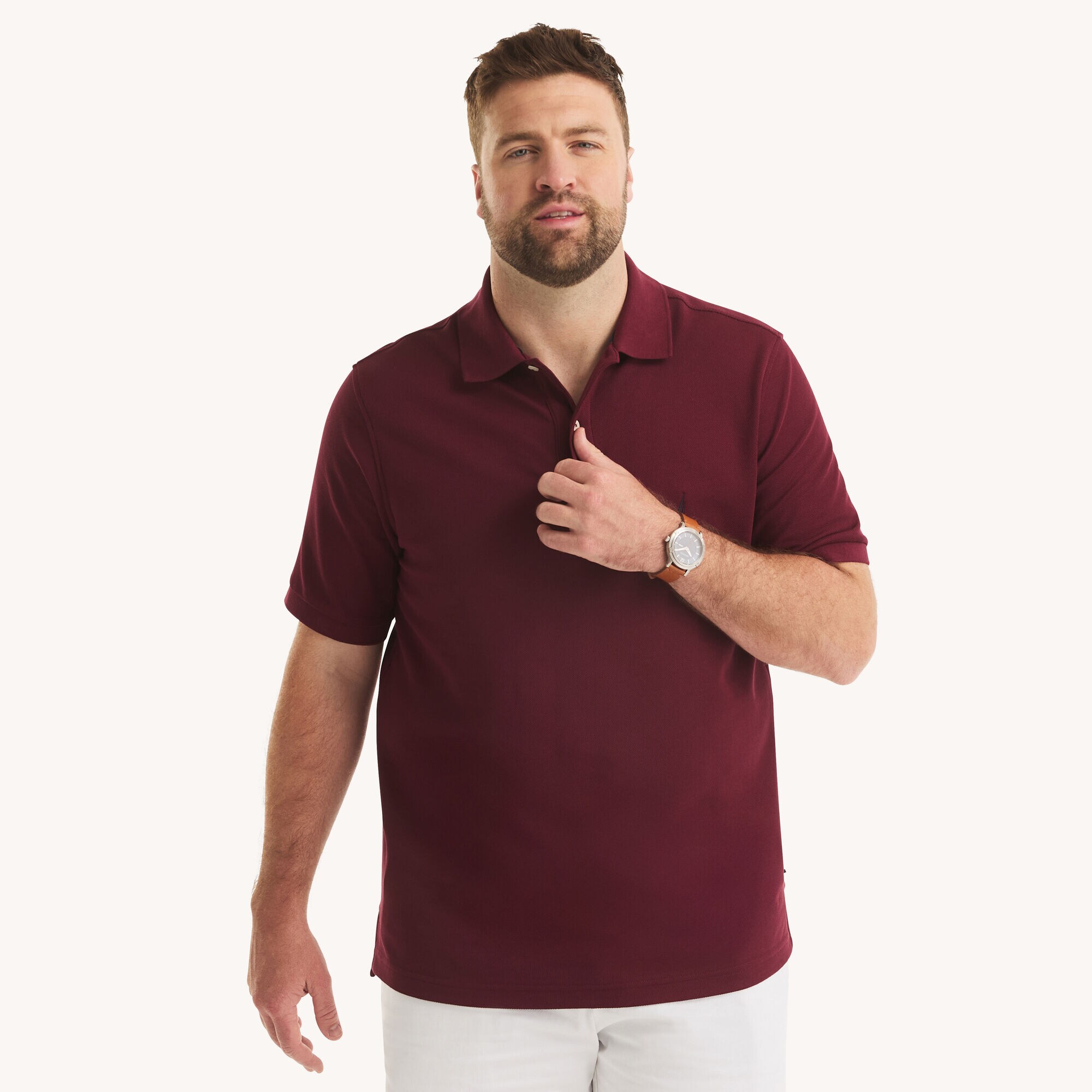 Big & Tall Classic Fit Deck Polo,Zinfandel,large