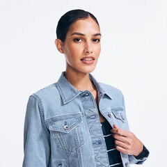 NAUTICA JEANS CO. STRIPED DENIM JACKET,Breeze,large