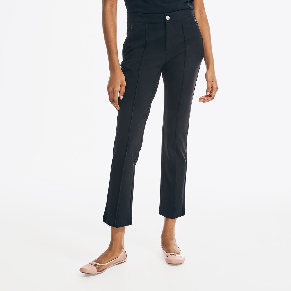 STRAIGHT LEG PONTE PANT,True Black,large