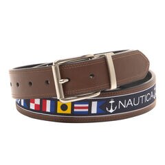 REVERSIBLE BELT IN FLAG PATTERN,Brown Stone,large