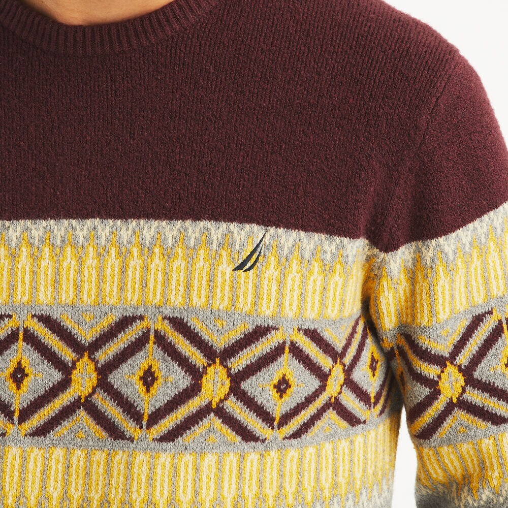 Fair Isle Crewneck Sweater,Rio Red,large