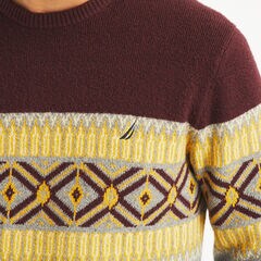 Fair Isle Crewneck Sweater,Rio Red,large