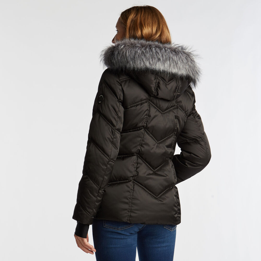 QUILTED PUFFER COAT,True Black,large