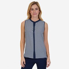 Striped Sleeveless Blouse,Marshmallow,large